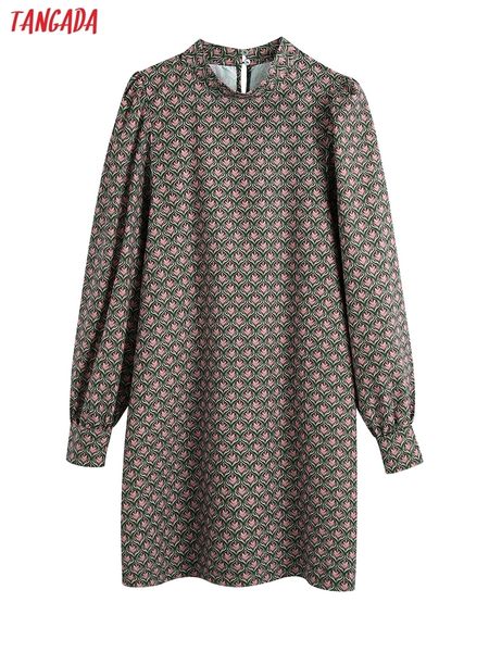 tangada fashion women geometry print loose dress vintage long sleeve office ladies mini ce56 220721, Black;gray 
tangada fashion women geometry print loose dress vintage long sleeve office ladies mini ce56 220721, Black;gray