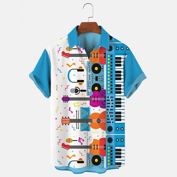 men s casual simple style retro musical instrument print cozy half sleeve shirts breathable cool 220606, White;black
men s casual simple style retro musical instrument print cozy half sleeve shirts breathable cool 220606, White;black