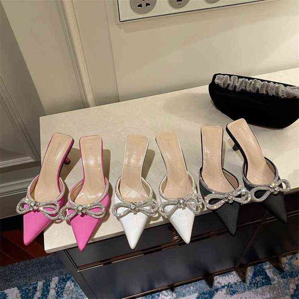 bow high heels 2022 summer new rhinestone pink pointed high heel slippers design casual thin one pedal banquet women pumps t220730, Black
bow high heels 2022 summer new rhinestone pink pointed high heel slippers design casual thin one pedal banquet women pumps t220730, Black