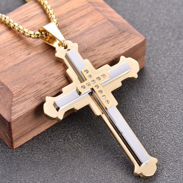 3 layers stainless steel cross pendant necklace fashion religious holy lord necklace jewelry, Silver
3 layers stainless steel cross pendant necklace fashion religious holy lord necklace jewelry, Silver