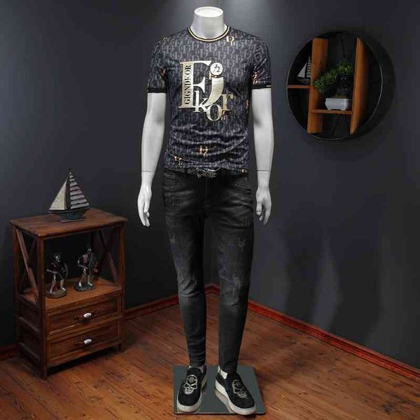 men's clothing brand 2022 summer new mercerized cotton korean men's fashion trend short sleeve t-shirt, White;black
men's clothing brand 2022 summer new mercerized cotton korean men's fashion trend short sleeve t-shirt, White;black