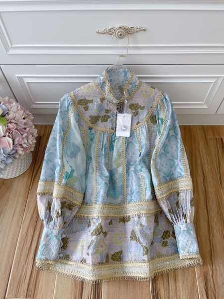 2022 tide brand blouses & shirts catwalk fish silk gold thread lace series splicing women's shirts, White
2022 tide brand blouses & shirts catwalk fish silk gold thread lace series splicing women's shirts, White