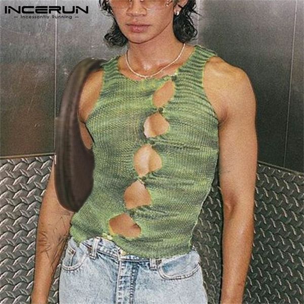 men tank printed o-neck sleeveless streetwear hollow out skinny vests button summer fashion casual incerun 220601, White;black
men tank printed o-neck sleeveless streetwear hollow out skinny vests button summer fashion casual incerun 220601, White;black