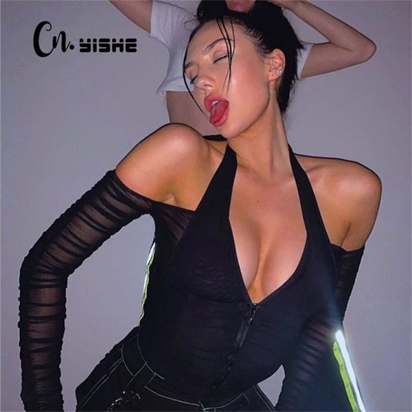cnyishe fashion mesh shirt women tshirt autumn halter v neck off the shoulder t shirts female solid streetwear 220602, White
cnyishe fashion mesh shirt women tshirt autumn halter v neck off the shoulder t shirts female solid streetwear 220602, White
