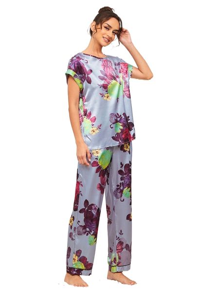 floral print satin & pants pj set t6ix#, Black;red
floral print satin & pants pj set t6ix#, Black;red
