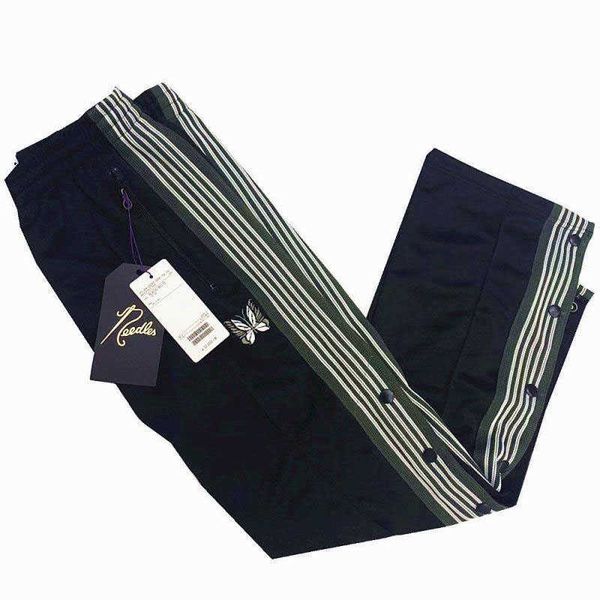 men women casual awge needles sweatpants drawstring joggers butterfly embroidery button striped needles awge pants trousers, Black
men women casual awge needles sweatpants drawstring joggers butterfly embroidery button striped needles awge pants trousers, Black