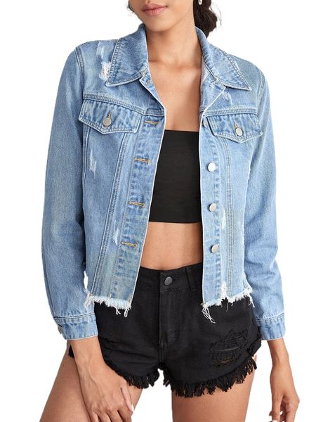 ripped raw cut denim jacket c0fy#, Black;brown
ripped raw cut denim jacket c0fy#, Black;brown