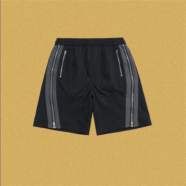 men's shorts zipper decorated hip hop casual summer men's beach pants, White;black 
men's shorts zipper decorated hip hop casual summer men's beach pants, White;black