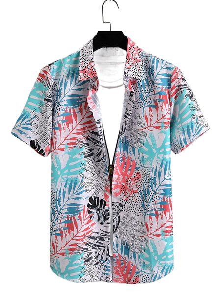 romwe guys tropical print shirt without tee g7lf#, White;black
