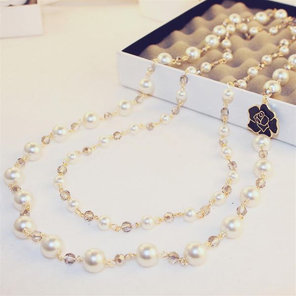 luxury designer jewelry women necklace gray white pearl necklace with flowers double sweater chains elegant long necklaces for gir2824, Silver
luxury designer jewelry women necklace gray white pearl necklace with flowers double sweater chains elegant long necklaces for gir2824, Silver