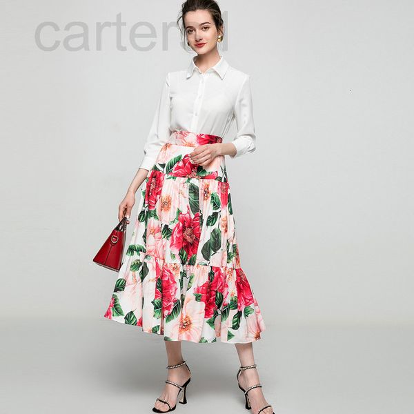 two piece dress designer spring and summer fresh white shirt printed long skirt with elegant temperament two-piece suit women knxc
two piece dress designer spring and summer fresh white shirt printed long skirt with elegant temperament two-piece suit women knxc