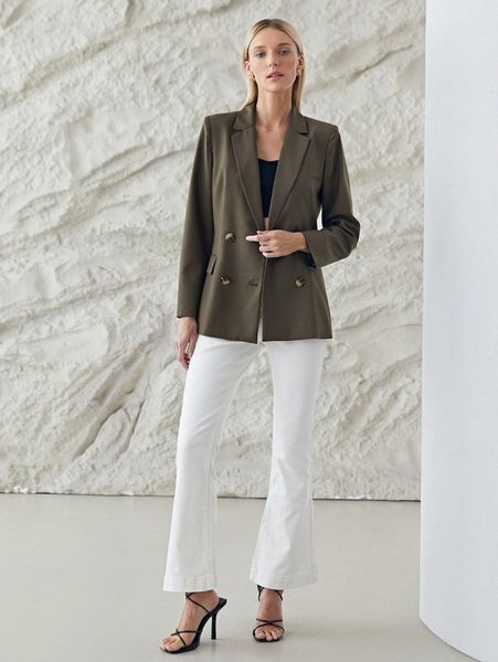 motf premium viscose double breasted blazer n94o#, White