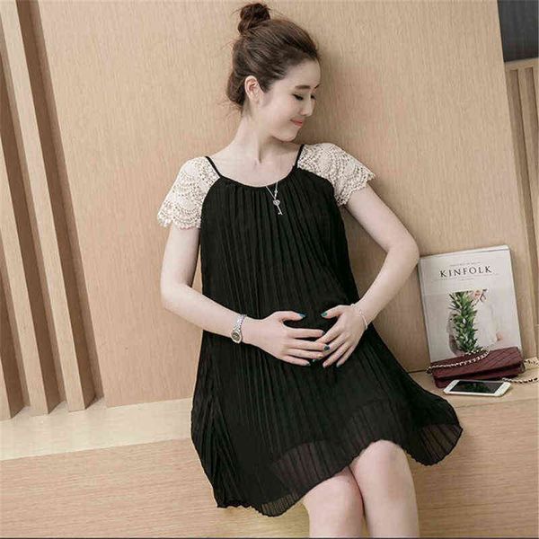 2021 summer korean fashion big size stitching short-sleeved pleated chiffon lace mid-length maternity dress maternity wear g220309, White
2021 summer korean fashion big size stitching short-sleeved pleated chiffon lace mid-length maternity dress maternity wear g220309, White
