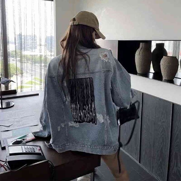r5kn c0kj european station spring and autumn new paris waterfall letter hole washed denim jacket versatile loose men's and women's, Black;brown
r5kn c0kj european station spring and autumn new paris waterfall letter hole washed denim jacket versatile loose men's and women's, Black;brown