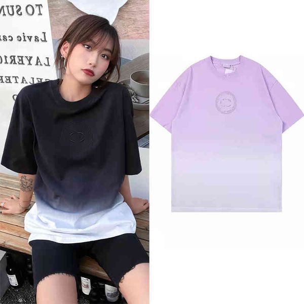 women's t-shirt summer small fragrance hanging dye gradient short sleeve t-shirt for men and women, White
women's t-shirt summer small fragrance hanging dye gradient short sleeve t-shirt for men and women, White
