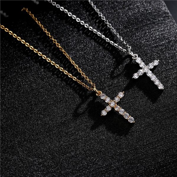 simple classic cross pendant necklace for men and women color preserving electroplated copper micro inlaid zircon, Silver
simple classic cross pendant necklace for men and women color preserving electroplated copper micro inlaid zircon, Silver