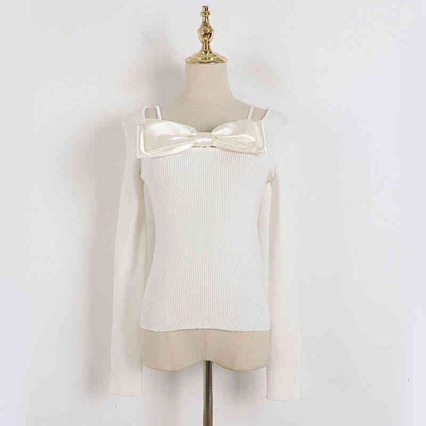 women's knits & tees chest bow suspender fake two-piece one-line collar 2022 early spring korean version with slim fit solid color swea, White
women's knits & tees chest bow suspender fake two-piece one-line collar 2022 early spring korean version with slim fit solid color swea, White