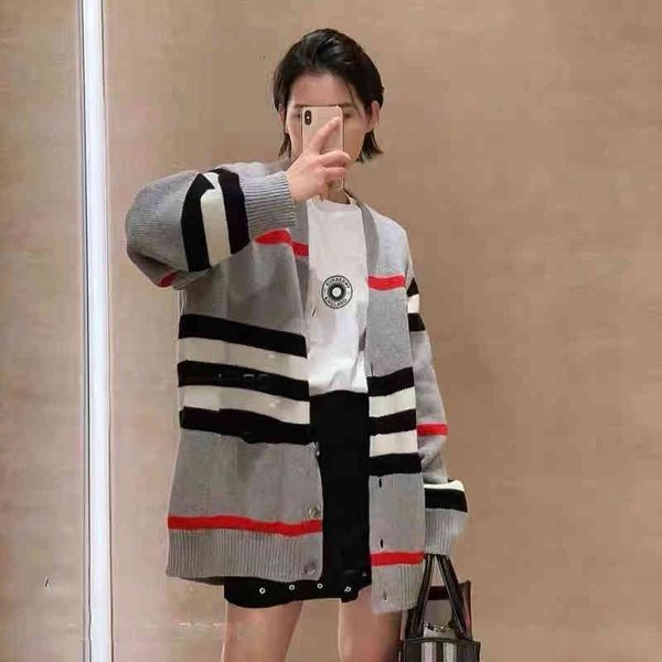 women's knits tees color matching striped knitted cardigan jacket for women autumn lazy temperament loose sweater dl29, White
women's knits tees color matching striped knitted cardigan jacket for women autumn lazy temperament loose sweater dl29, White
