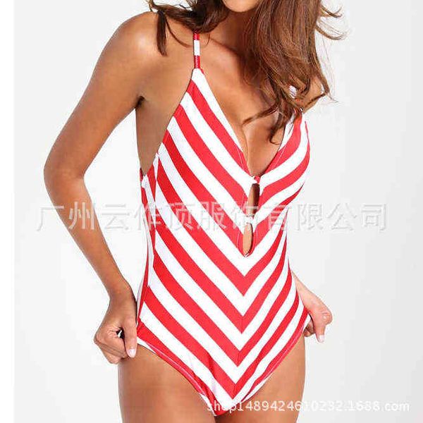 bikini one-piece 9076# sling swimsuit red and white stripe strap, White;black
bikini one-piece 9076# sling swimsuit red and white stripe strap, White;black