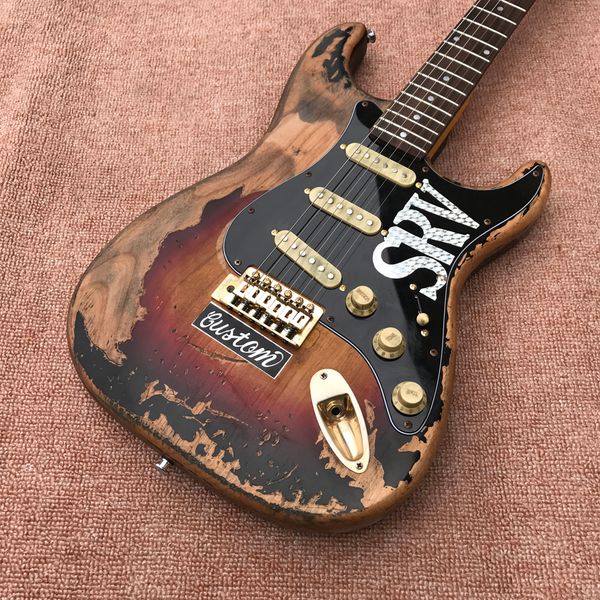 relic st srv electric guitar, rosewood fingerboard, gold hardware, 3 pickups, tremolo bridge, solid mahogany guitar
relic st srv electric guitar, rosewood fingerboard, gold hardware, 3 pickups, tremolo bridge, solid mahogany guitar