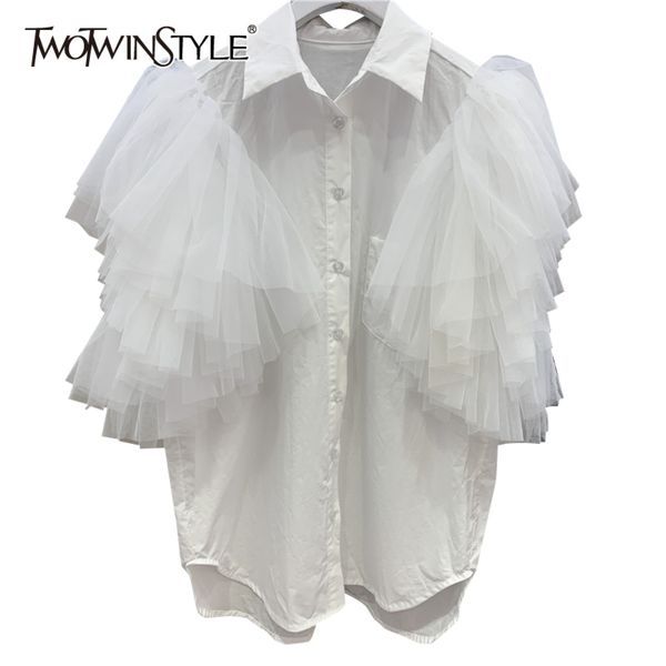 patchwork mesh ruffle shirt for women lapel short sleeve casual white blouse female fashion clothing 210423
patchwork mesh ruffle shirt for women lapel short sleeve casual white blouse female fashion clothing 210423