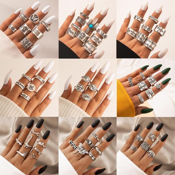 cluster rings ins fashion butterfly letter ring set for women men vintage silver color alloy metal cactus party jewelry anillo 3 styl, Golden;silver
cluster rings ins fashion butterfly letter ring set for women men vintage silver color alloy metal cactus party jewelry anillo 3 styl, Golden;silver