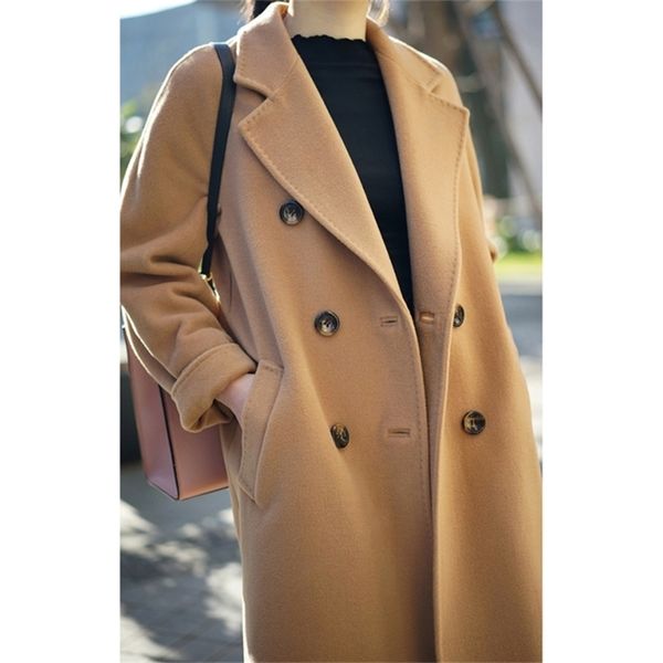 women beige oversize long coat elegant woolen coat with belt open design winter warm coat 201223, Black
women beige oversize long coat elegant woolen coat with belt open design winter warm coat 201223, Black