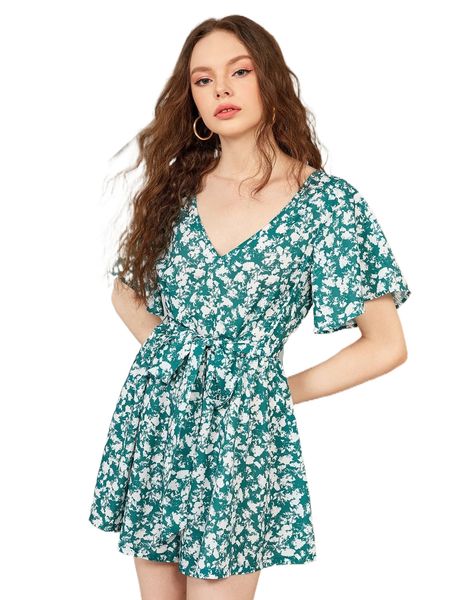 x leonie somes allover floral print keyhole back belted romper 24tj#, Black;white
x leonie somes allover floral print keyhole back belted romper 24tj#, Black;white