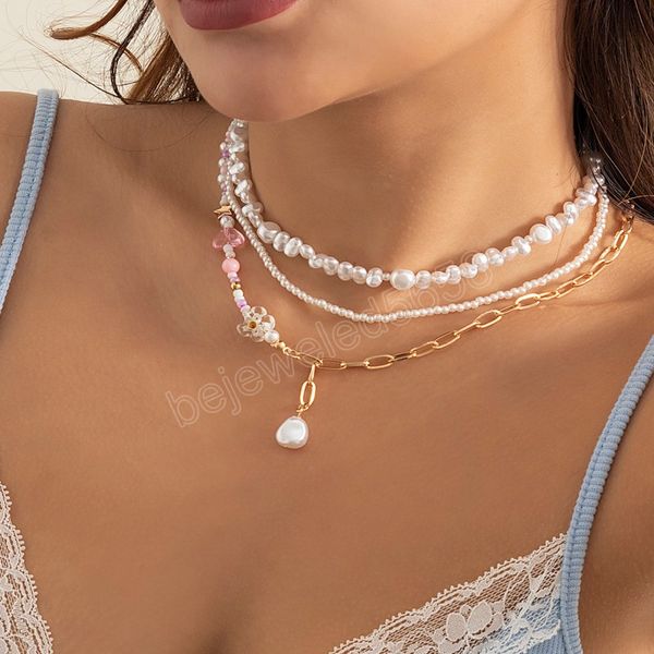 boho multilayer imitation pearl beaded clavicle necklace women's vintage pentagram peach heart flower girls fashion jewelry, Silver
boho multilayer imitation pearl beaded clavicle necklace women's vintage pentagram peach heart flower girls fashion jewelry, Silver