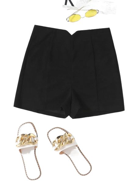 solid high waist shorts o62e#, White;black
solid high waist shorts o62e#, White;black