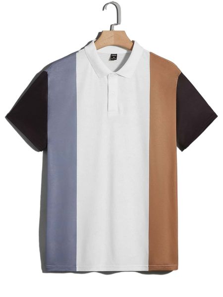 men color block polo shirt d0ab#, White;black 
men color block polo shirt d0ab#, White;black