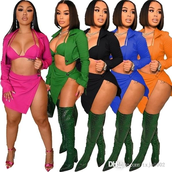 womens tracksuits designer clothing 2022 three piece dress long sleeve cardigan jacket bra split skirt matching set, Gray
womens tracksuits designer clothing 2022 three piece dress long sleeve cardigan jacket bra split skirt matching set, Gray