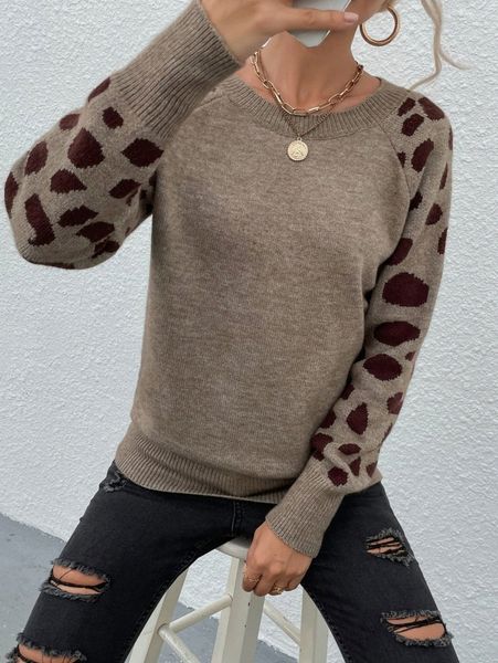 dot pattern raglan sleeve sweater d5gt#, White;black