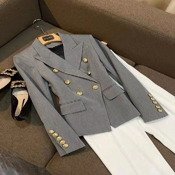 b620 womens suits blazers tide brand retro fashion designer gray series suit jacket lion double breasted slim plus size, White;black
b620 womens suits blazers tide brand retro fashion designer gray series suit jacket lion double breasted slim plus size, White;black