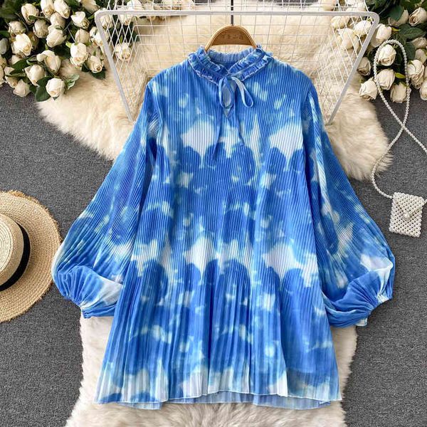 casual dresses holiday wind pressure pleated tie dyed printed dress women's foreign style reduced age fungus edge lace up lantern sleev, Black;gray
casual dresses holiday wind pressure pleated tie dyed printed dress women's foreign style reduced age fungus edge lace up lantern sleev, Black;gray