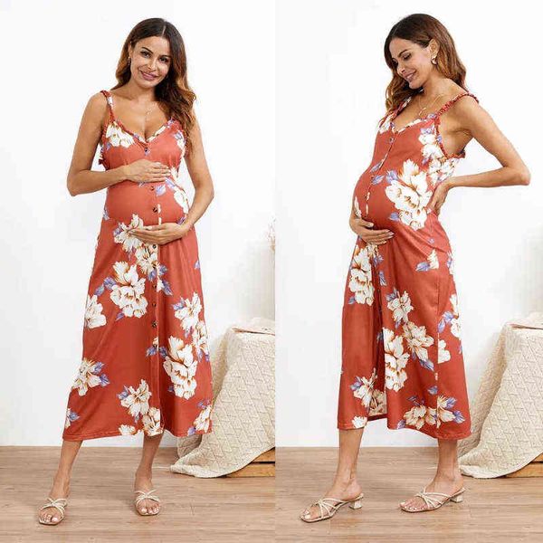 maternity dress plus size women's long dress summer maternity v-neck sleeveless casual print long dress y220414, Black 
maternity dress plus size women's long dress summer maternity v-neck sleeveless casual print long dress y220414, Black