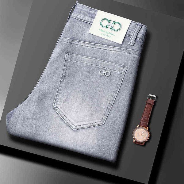 jeans men's small feet slim fashion brand live broadcast light gray washed versatile pants men, Blue
jeans men's small feet slim fashion brand live broadcast light gray washed versatile pants men, Blue