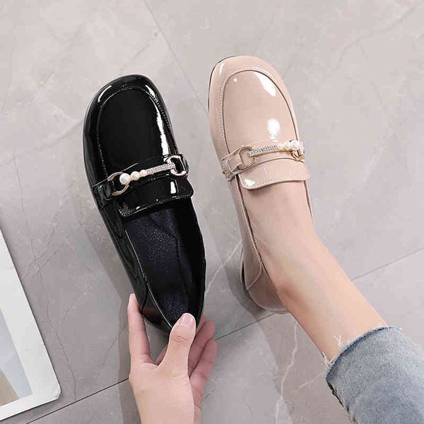 dress shoes patent leather square head single shoe women's flat sole autumn low heel lefu shoes large one foot lazy kzww, Black
dress shoes patent leather square head single shoe women's flat sole autumn low heel lefu shoes large one foot lazy kzww, Black