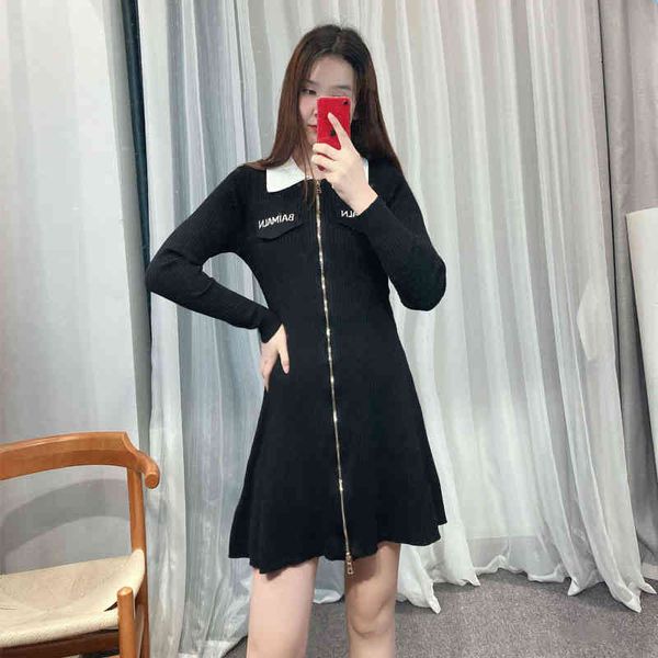 casual dresses french style bajia early spring double zipper wool knitted skirt slim contrast lapel small black srdd, Black;gray
casual dresses french style bajia early spring double zipper wool knitted skirt slim contrast lapel small black srdd, Black;gray