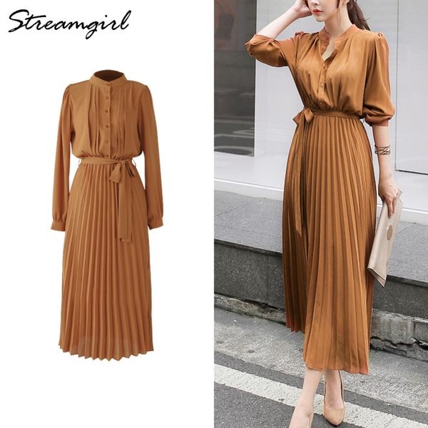 pleated dress women elegant maxi shirt dresses for women office long sleeve dress chiffon woman long dresses with full sleeve y200828, Black;gray
pleated dress women elegant maxi shirt dresses for women office long sleeve dress chiffon woman long dresses with full sleeve y200828, Black;gray