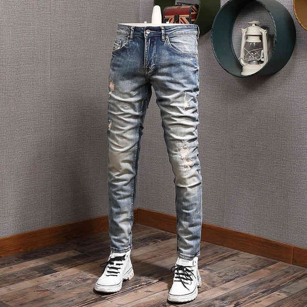 men's jeans fashionable men's jeans are worn out blue holes white street fashion is fashionable micro elastic slim fitting men 52g
men's jeans fashionable men's jeans are worn out blue holes white street fashion is fashionable micro elastic slim fitting men 52g