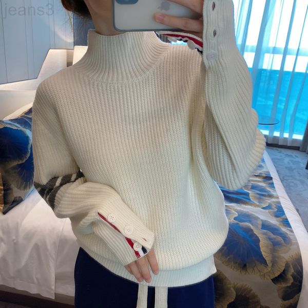 women's sweaters designer tb22 autumn and winter new four bar half high collar wool bottomed sweater men's women's loose pull, White;black
women's sweaters designer tb22 autumn and winter new four bar half high collar wool bottomed sweater men's women's loose pull, White;black