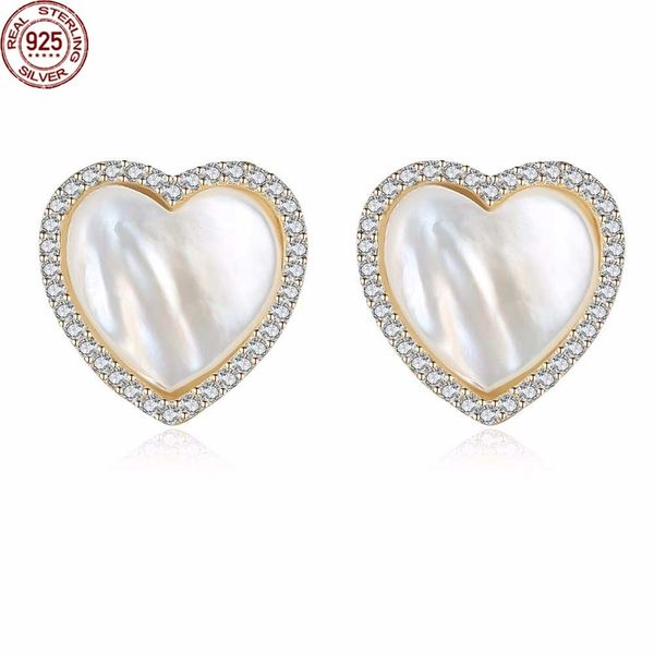 stud classic tiny white seashell inlay heart shape 925 sterling silver earrings, Golden;silver
stud classic tiny white seashell inlay heart shape 925 sterling silver earrings, Golden;silver