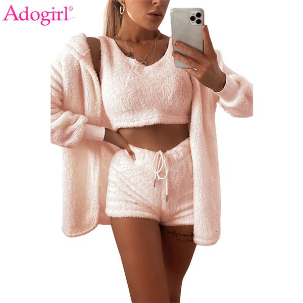 adogirl fall winter women home plush suit 3 piece set tank crop shorts long sleeve cardigan coat casual outfits 220523, White
adogirl fall winter women home plush suit 3 piece set tank crop shorts long sleeve cardigan coat casual outfits 220523, White