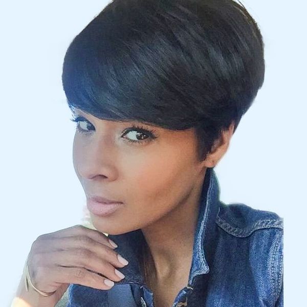 pixie cut wig natural black color short none lace front human hair brazilian remy hair full machine made wigs glueless, Black;brown
pixie cut wig natural black color short none lace front human hair brazilian remy hair full machine made wigs glueless, Black;brown