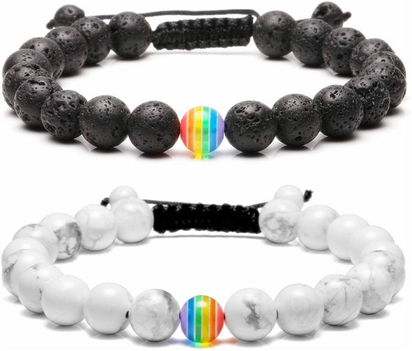 rainbow pride couple bracelet beaded strands jewelry white howlite black lava rock beads oil diffuser bracelets for men women
rainbow pride couple bracelet beaded strands jewelry white howlite black lava rock beads oil diffuser bracelets for men women