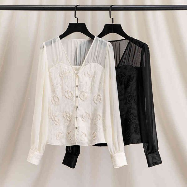 women's polos unique chic small ins early spring and summer design sense heavy industry nail bead inlaid diamond wrapped chest v-neck s, White
women's polos unique chic small ins early spring and summer design sense heavy industry nail bead inlaid diamond wrapped chest v-neck s, White
