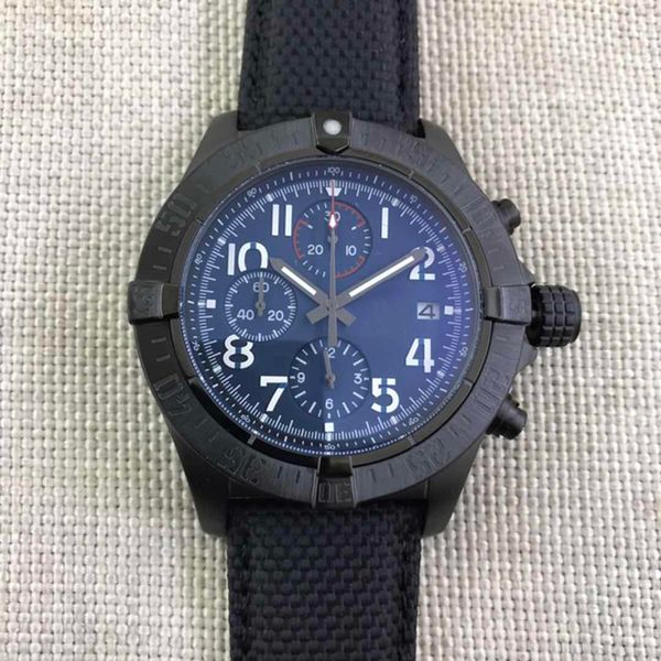 46mm male wristwatch quartz chronograph mens watch black canvas leather strap waterproof, Slivery;brown
46mm male wristwatch quartz chronograph mens watch black canvas leather strap waterproof, Slivery;brown