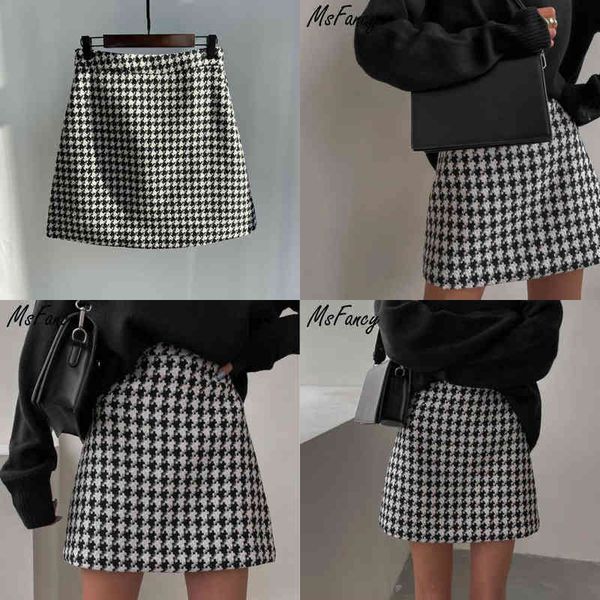 women's skirt msfancy plaid mini skirt women black white fashion official faldas 2022 mujer korean style high waist short jupe 220221
women's skirt msfancy plaid mini skirt women black white fashion official faldas 2022 mujer korean style high waist short jupe 220221