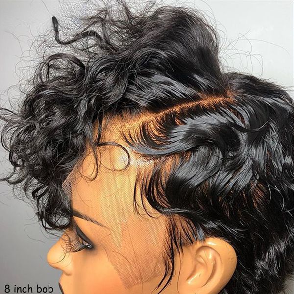 short human hair wigs for women 13x6 water wave bob lace front wigs preplucked bleached knots pixie cut wig human hair 130 remy, Black
short human hair wigs for women 13x6 water wave bob lace front wigs preplucked bleached knots pixie cut wig human hair 130 remy, Black